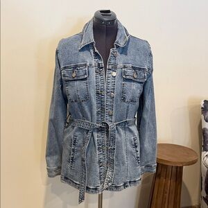 Maurices Blue Denim Belted Jacket